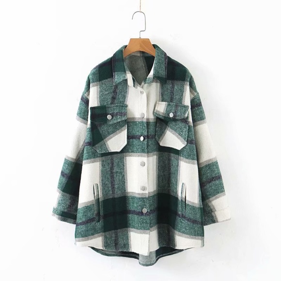 boho chic plaid checkered black button fall jacket - Picture 15 of 15